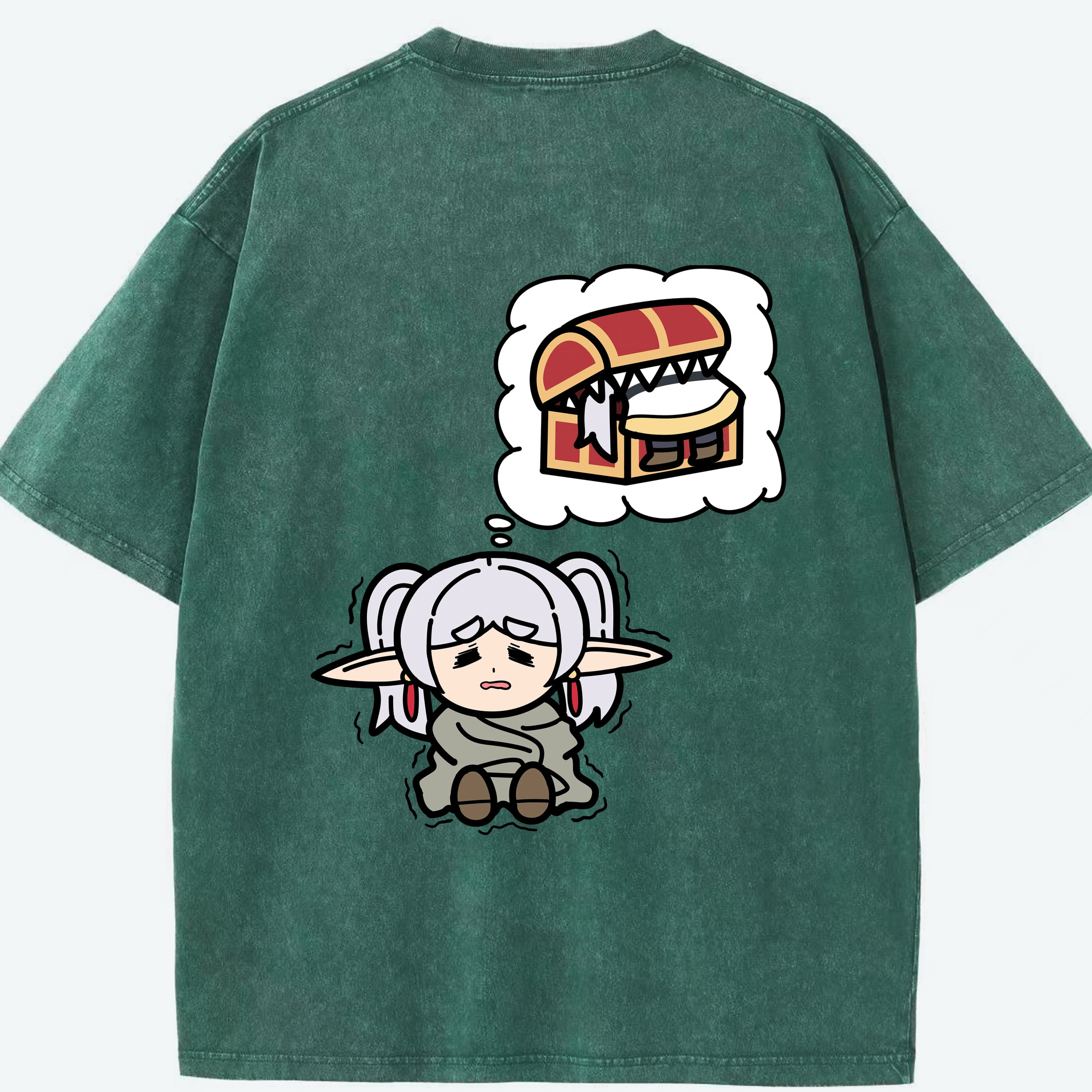 （画像用） 葬送のフリーレン Frieren 綿100% ヴィンテージ風 半袖Tシャツ（背面プリント）